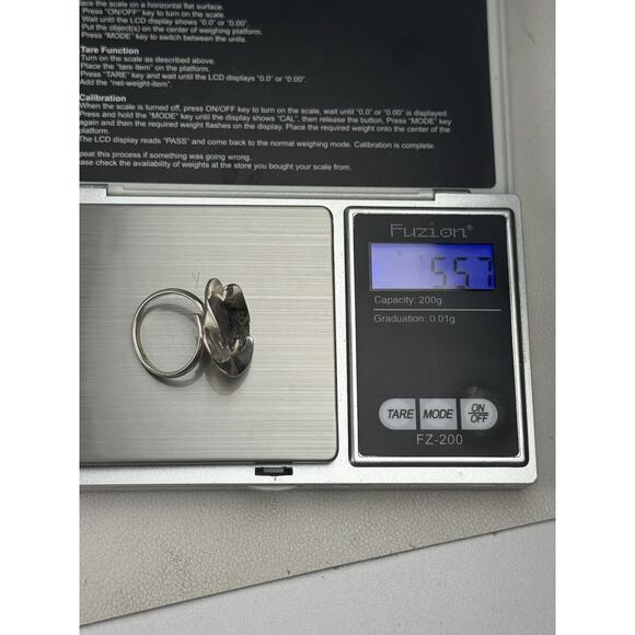 Abstract Flower Modernist Sterling Silver Ring Adjustable Size 8, 9, 10 - Picture 9 of 11